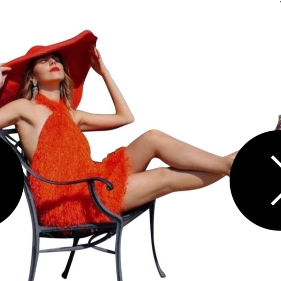 Zara orange fringe halter neck dress XL - Picture 3 of 15